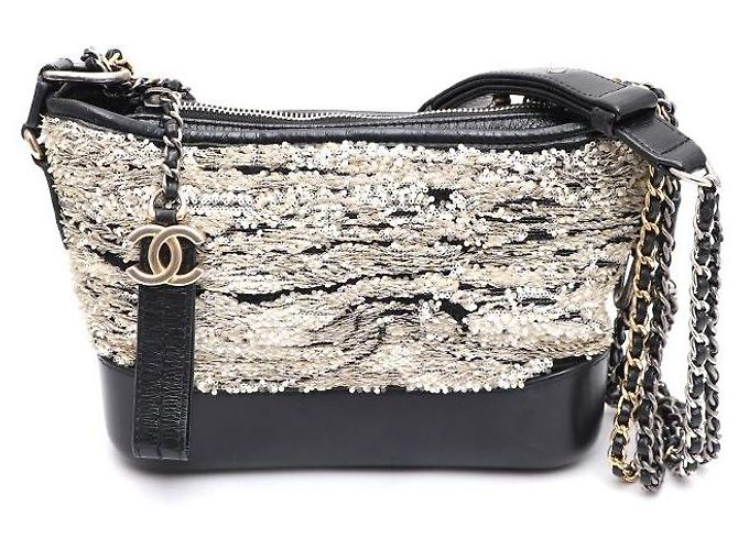 Chanel Bolsa de Ombro e Bolsa Hobo Gabrielle Sequin Small Chain Branco