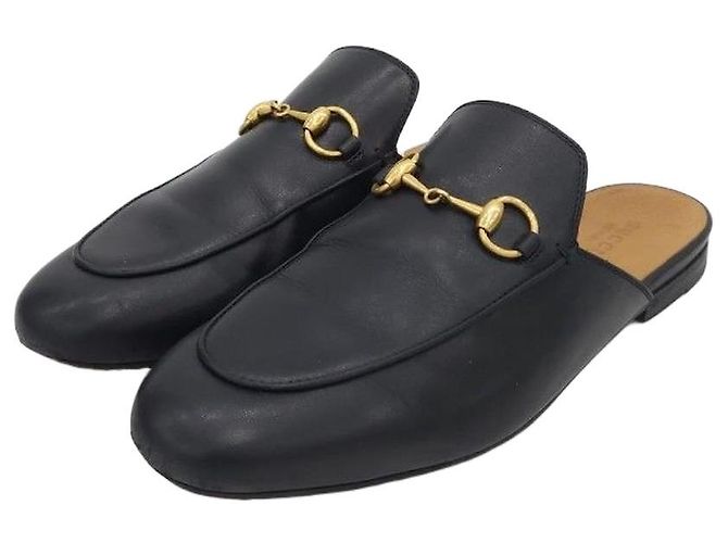 Gucci Mocassins de couro com bico de freio Preto