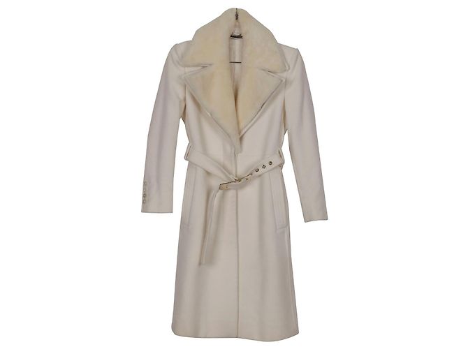 Gucci Ivory Wool Belted Coat White