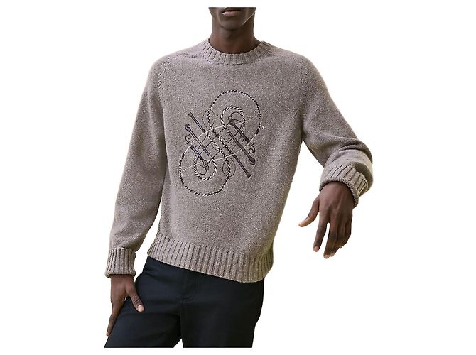 Hermès Pull à col rond pour homme Multicolore