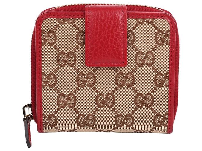 Gucci GG Pattern Jacquard Red Women's Wallet