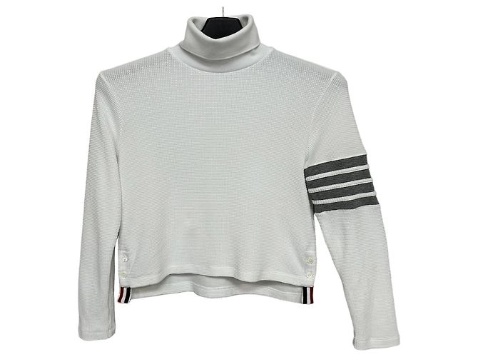 Thom Browne Rollkragenstrickpullover mit diagonalem Armband Silber 