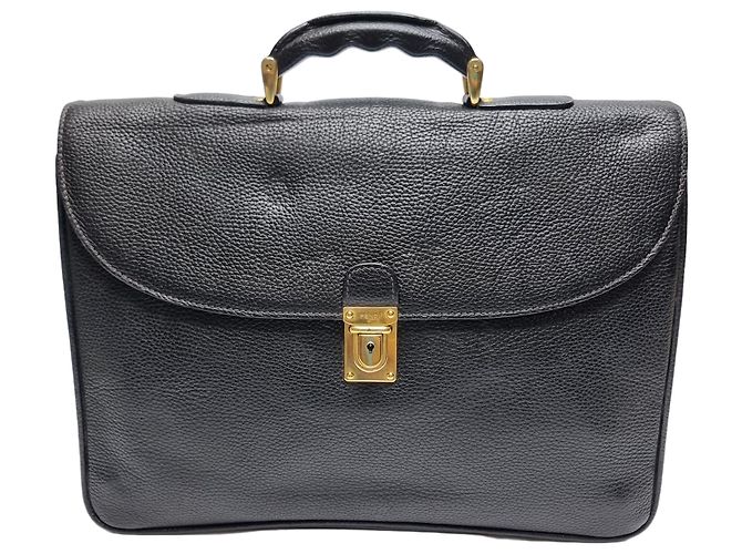 Fendi Leather Gold Briefcase Unisex Document Bag Vintage Style