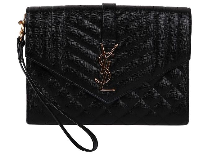 Saint Laurent Pochette Small Envelope YSL Gold Noir