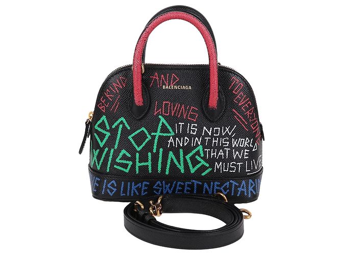 Borsa a tracolla mini Balenciaga Graffiti Nero