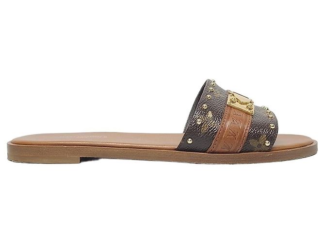 Louis Vuitton Monogram Rock It Flat Mule Slipper Braun