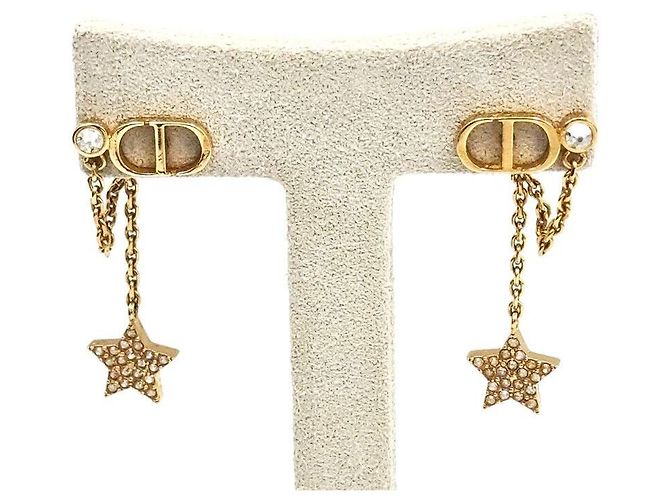 Dior Boucles d'oreilles en cubic zircons plaqué or Blanc