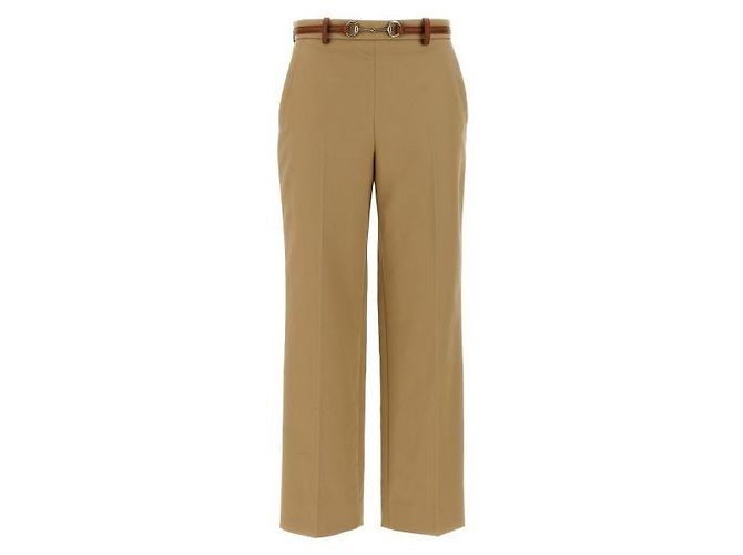 Gucci Pantalones de sarga de algodón con morsas Castaño