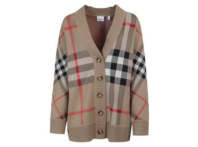 Burberry Cardigan em jacquard de lã técnica Check