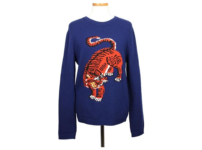 Gucci Tiger Wollpullover Blau 