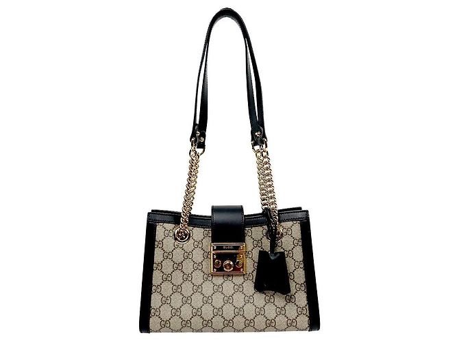 Gucci Borsa a tracolla Black GG Supreme Padlock Chain Marrone