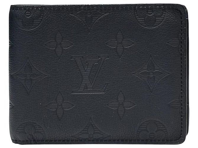 Louis Vuitton Multiple Wallet Monogram Shadow Leather Compact Wallet Black