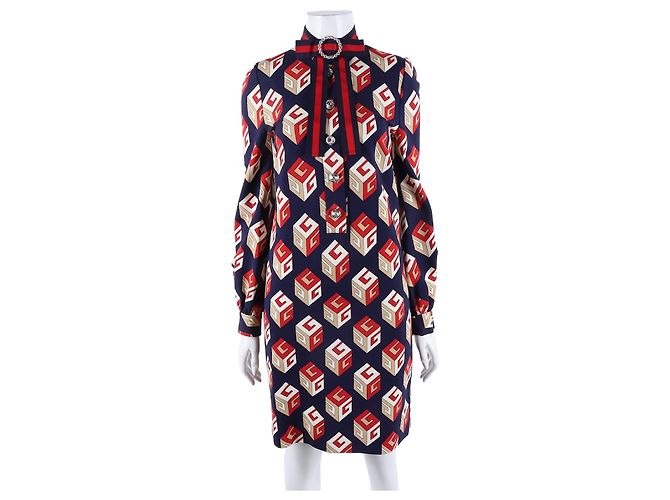 Gucci Langarmkleid Blau