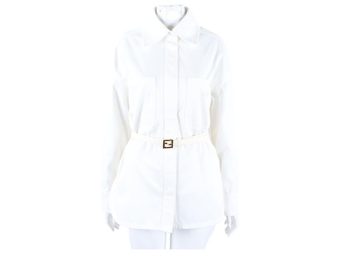 Fendi Denim Jacket Belt SET White