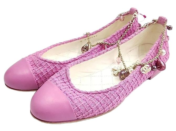 Chanel Tweed Flats Pink