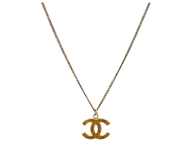 Chanel Gold CC Glitter Halskette Golden