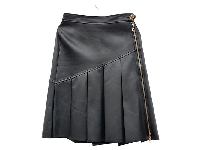 Louis Vuitton Saia de couro com detalhes assimétricos Preto
