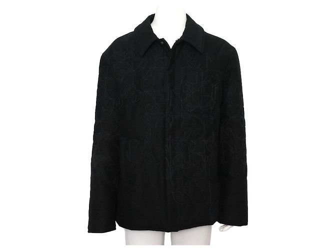 Louis Vuitton Music Line Quilted Monogram Embroidered Overshirt Men's Jacket Black