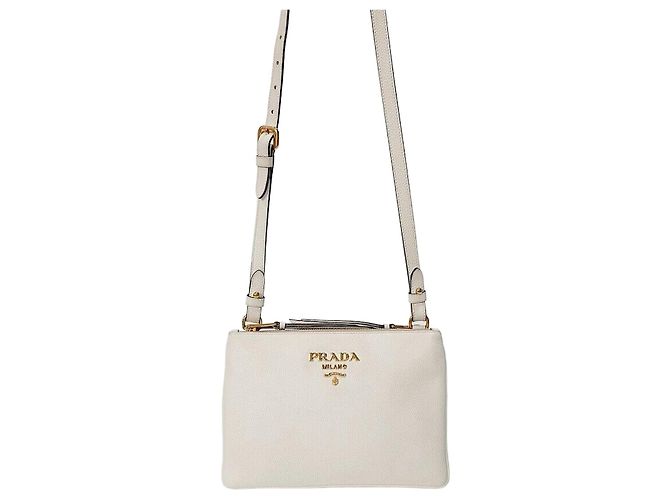Prada Bolsa Transversal Viterbo Phoenix Double Zipper Prata