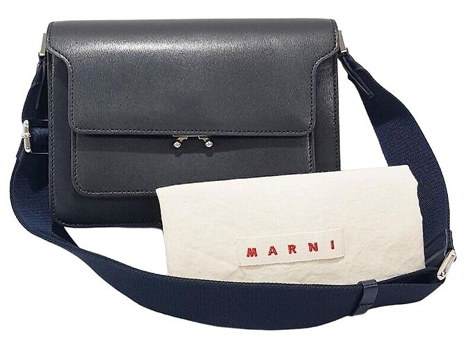 Marni Borsa Trunk Saffiano Medium Blu 