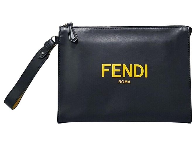 Fendi Clutch con tracolla con logo Nero