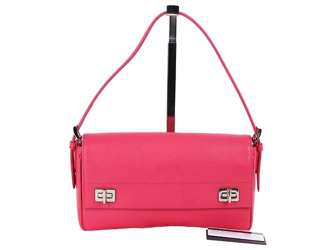 Prada Pink Saffiano Short Handle Shoulder Bag