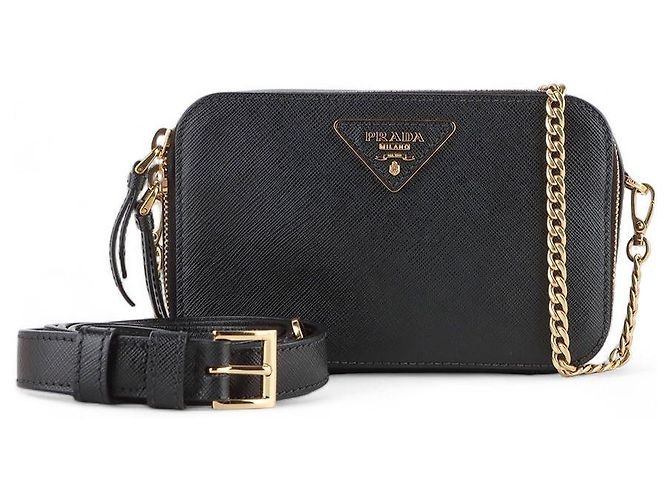 Prada Saffiano Odette Chain Belt Bag Black