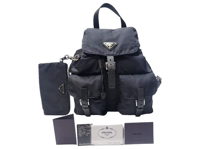 Prada Re-Nylon Backpack with Pouch (Top Quality, Full Set) Black