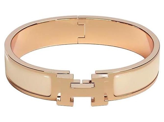 Hermès Pulsera Bangle Click Blanc Cream Rose Gold Blanco 