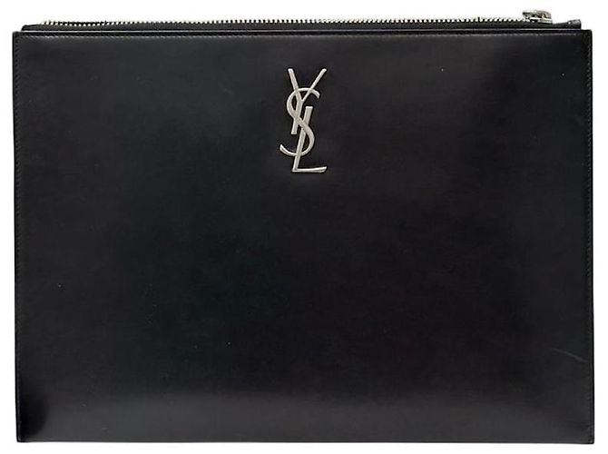 Saint Laurent Pochette en cuir monogramme noir intégral