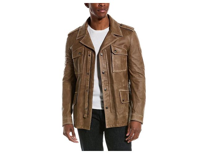 Tod's Refurbished Stone Wash Waxed Leather Jacket Brown