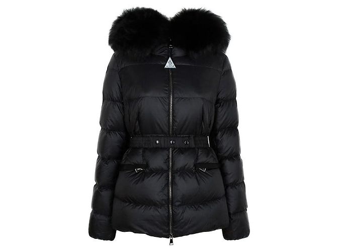 Jaqueta acolchoada Moncler BOED com capuz e acabamento em shearling Preto