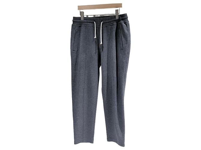 Brunello Cucinelli Cotton Chino Trousers Grey Training Pants Brown