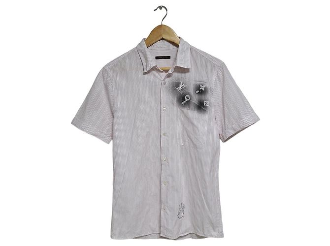 Louis Vuitton Kurzarmhemd mit Spray-Monogramm-Print Silber