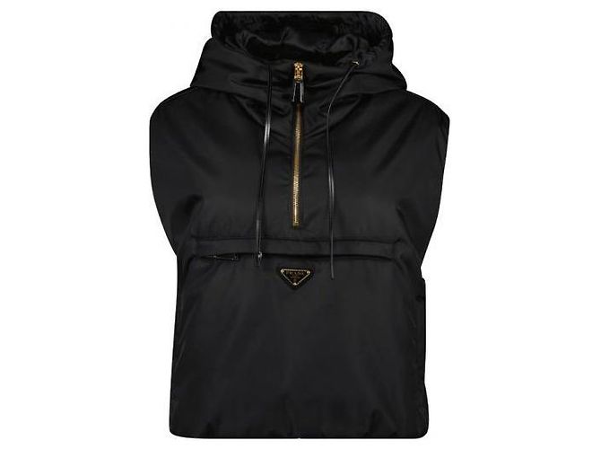 Prada Nylon-Weste mit Kapuze Schwarz 