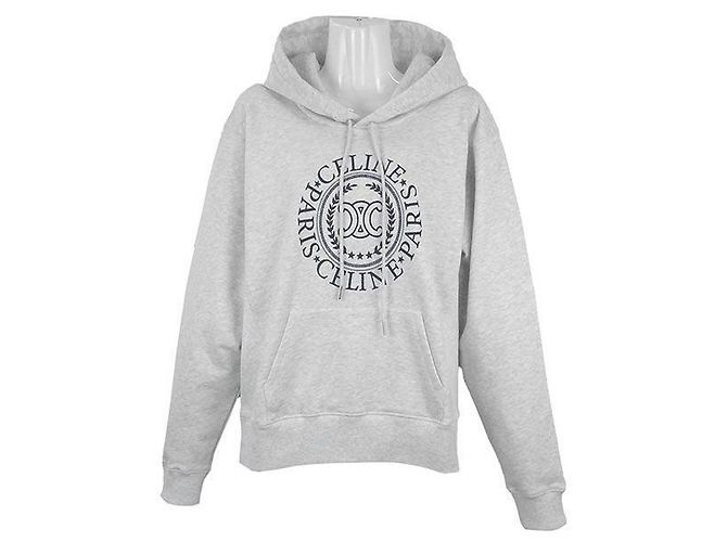 Céline Sweat à capuche oversize en molleton de coton Bleu
