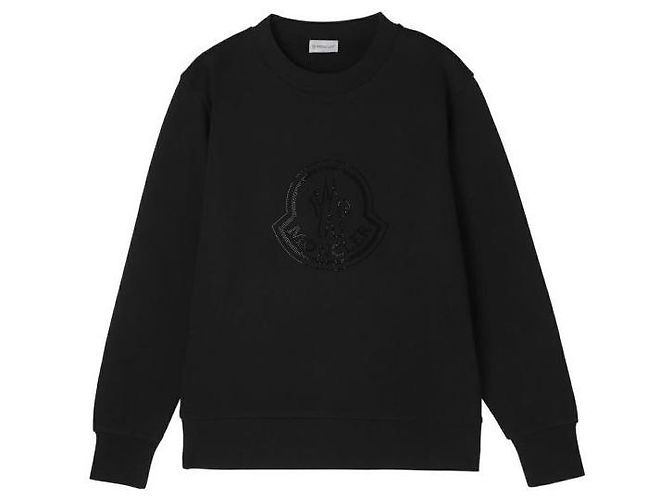 Moncler Sweatshirt en coton avec logo en cristal Noir