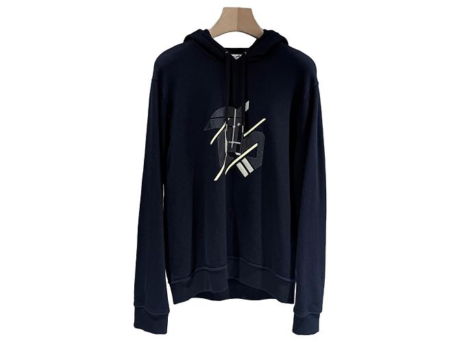 Hermès Sudadera de algodón azul marino con parche redondo