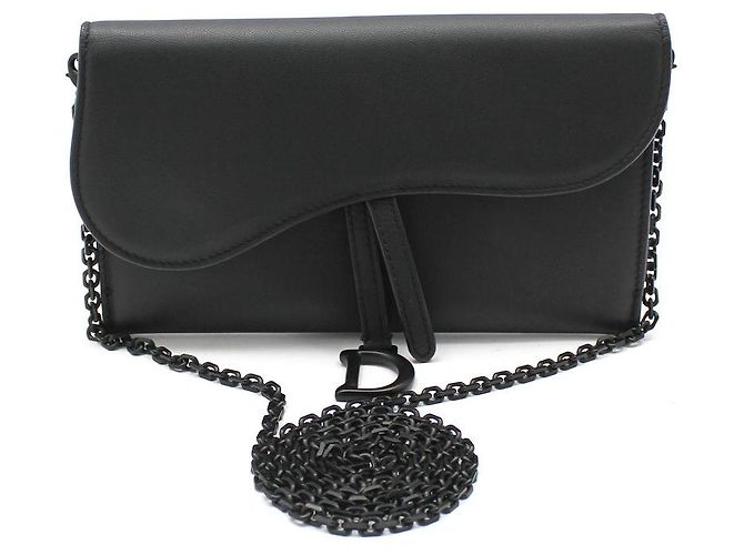 Dior Borsa a tracolla WOC Saddle in pelle nera opaca Nero