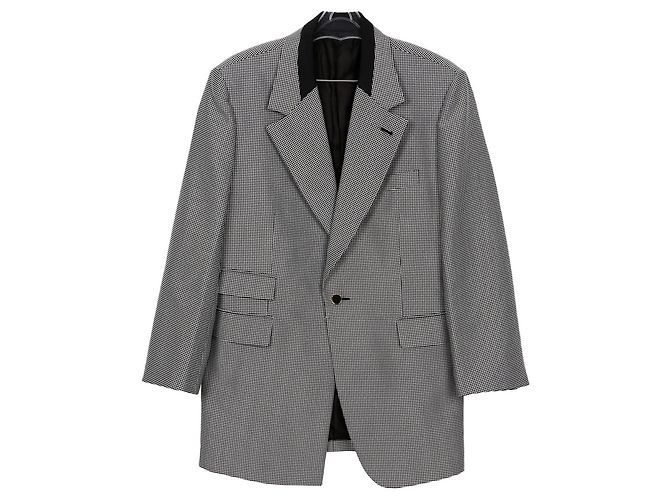 Louis Vuitton Black and White Check Polyester Blend Oversized Blazer