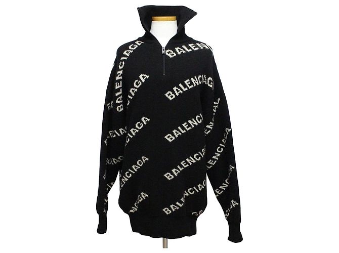 Balenciaga Half-Zip-Strickware mit Multi-Logos Mehrfarben 