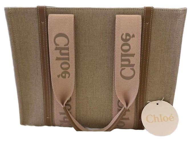 Chloé Borsa Tote Woody Medium Beige Marrone