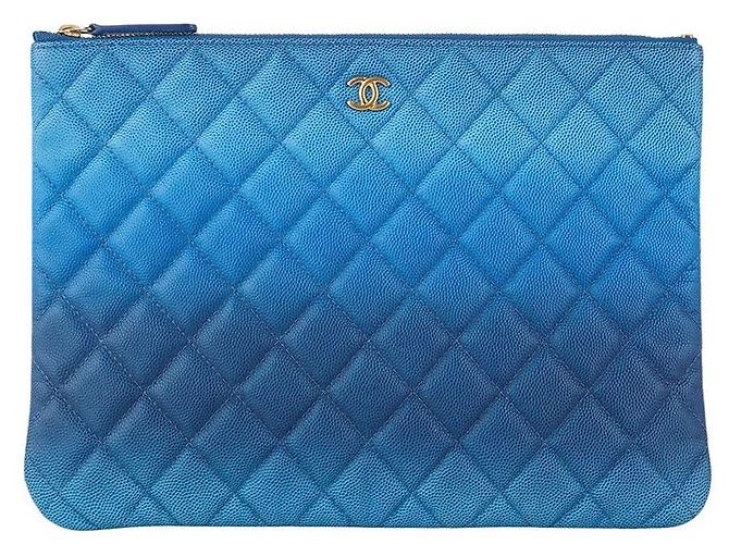 Chanel Pochette Caviar Dorée New Medium Gradient Blue Bleu