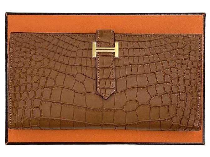 Hermès Beaune Croco Wallet Matte Croco Gold Brown