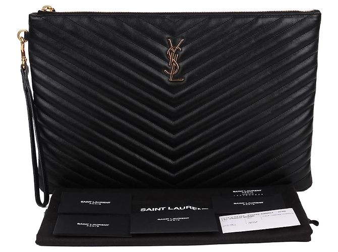 Saint Laurent Matelassé Clutch Large Schwarz
