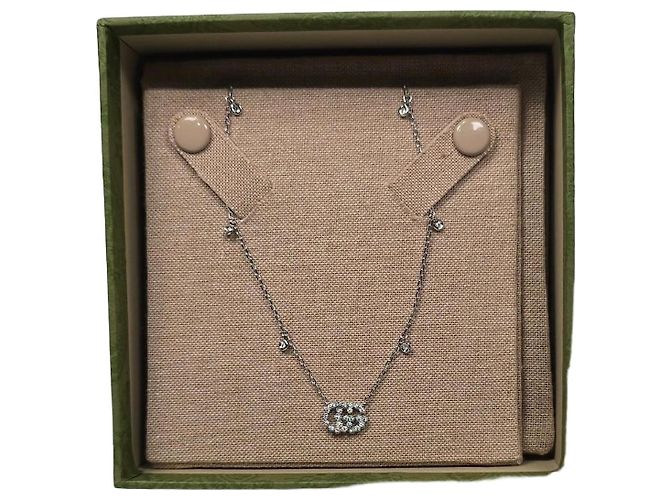 Gucci Collier à maillons diamants entrelacés or blanc