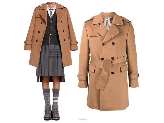 Thom Browne Weight Camel Hair Double-Breasted Coat Orange