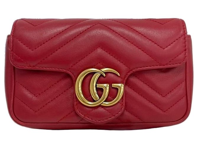 Gucci Borsa a tracolla super mini trapuntata Rosso