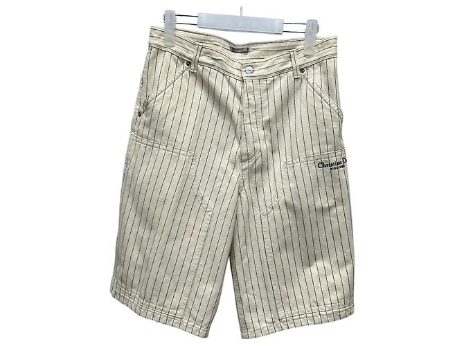 Dior Short de algodón con logo a rayas Blanco