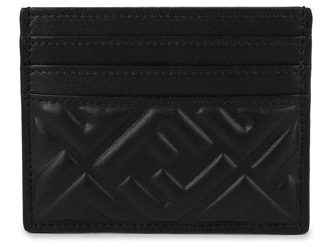 Fendi Black Napa Leather Flat Card Holder